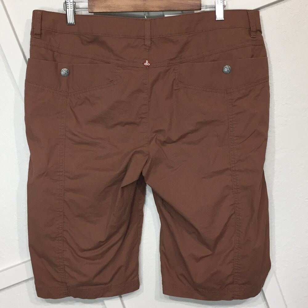 PrAna Outdoor Hiking Bermuda Shorts 14 Brown Organic Cotton Granolagirl Earthy - Picture 2 of 9